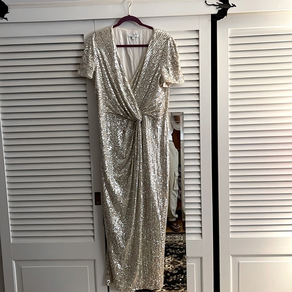 Stunning faux wrap sequin dress